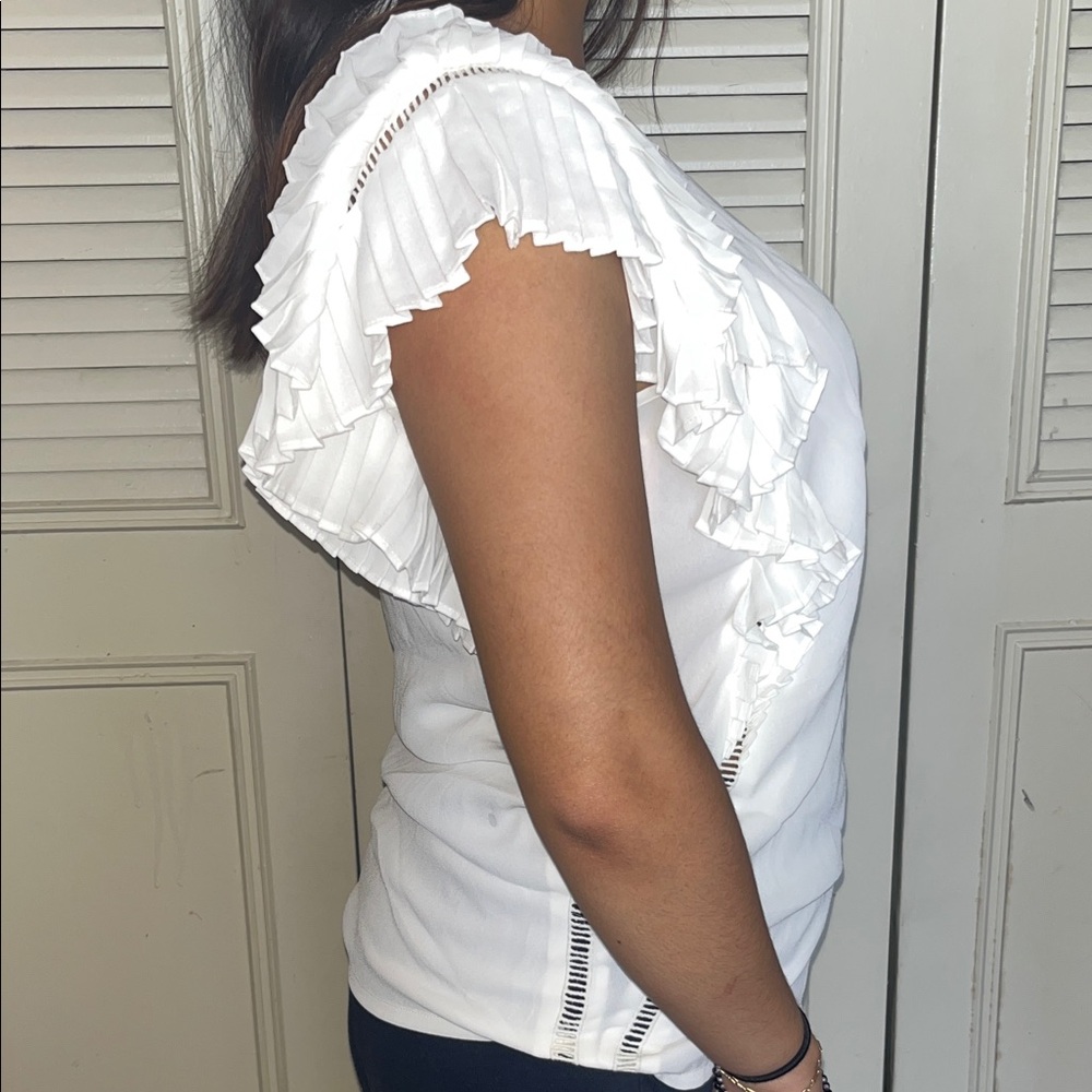Maje White Ruffle Blouse - Picture 2 of 5